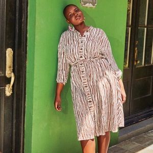 NEW Eloquii Brown & White Midi Dress